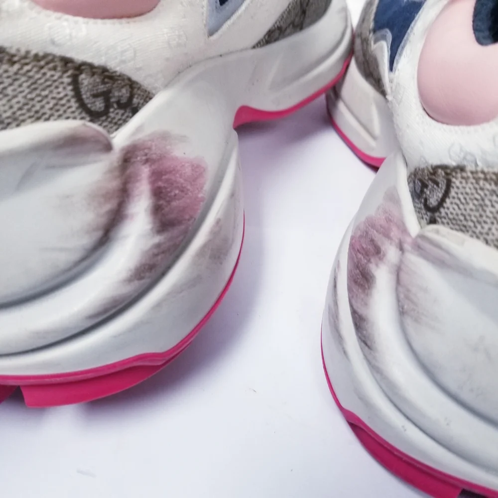Gucci Women's Pink and Blue Sneakers - Picture 8 of 9